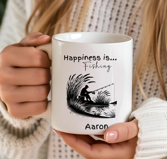 Happiness is Fishing mug for anglers