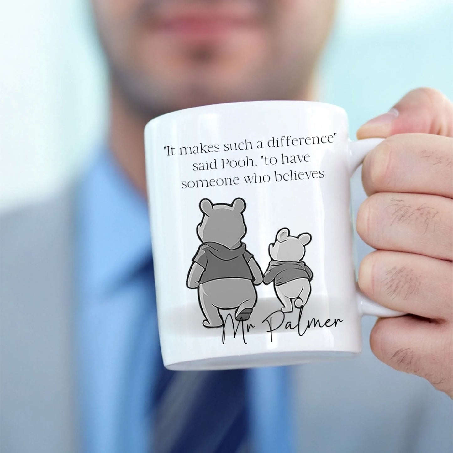 Sentimental mug with bear and piglet illustration