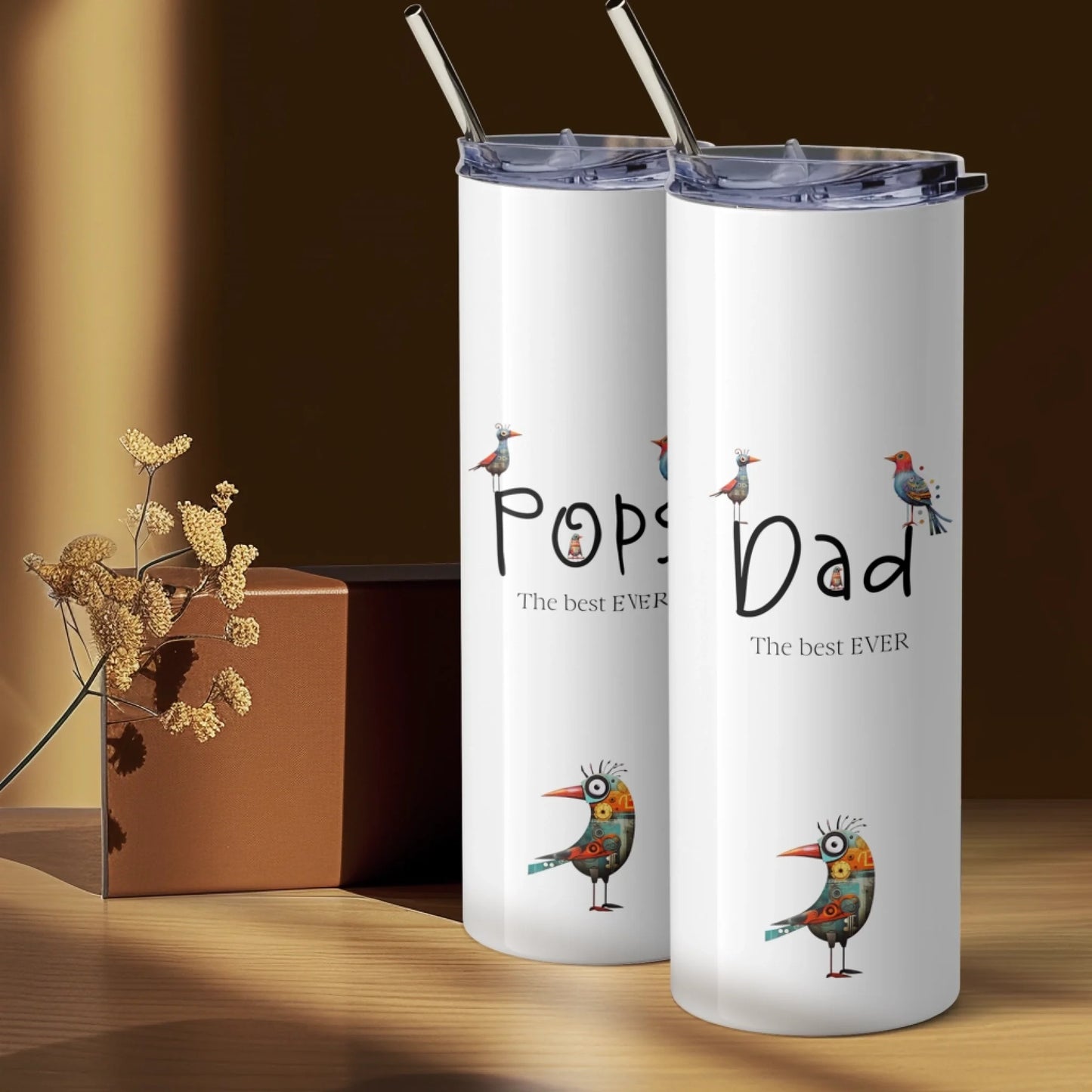 quirky birds Personalised travel mug for mum or dad