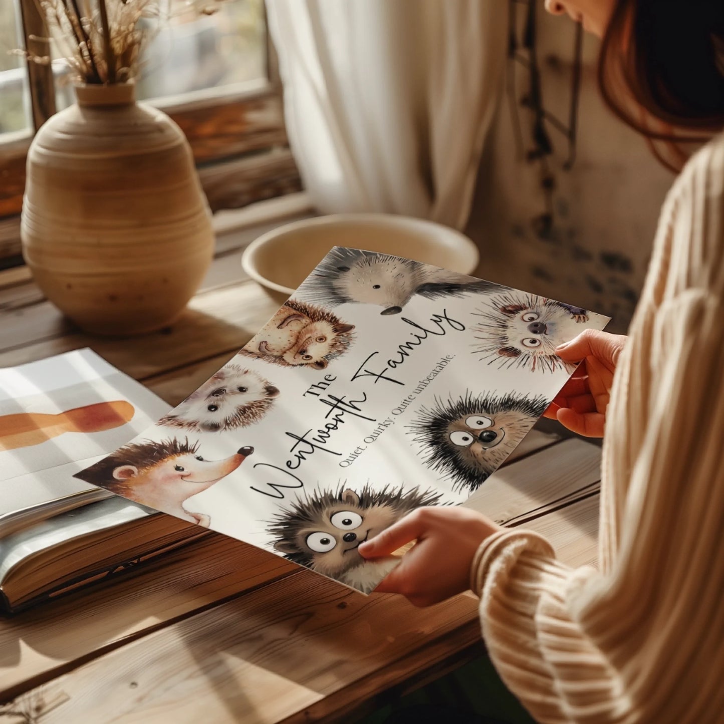 Custom Hedgehog Family Name Print
