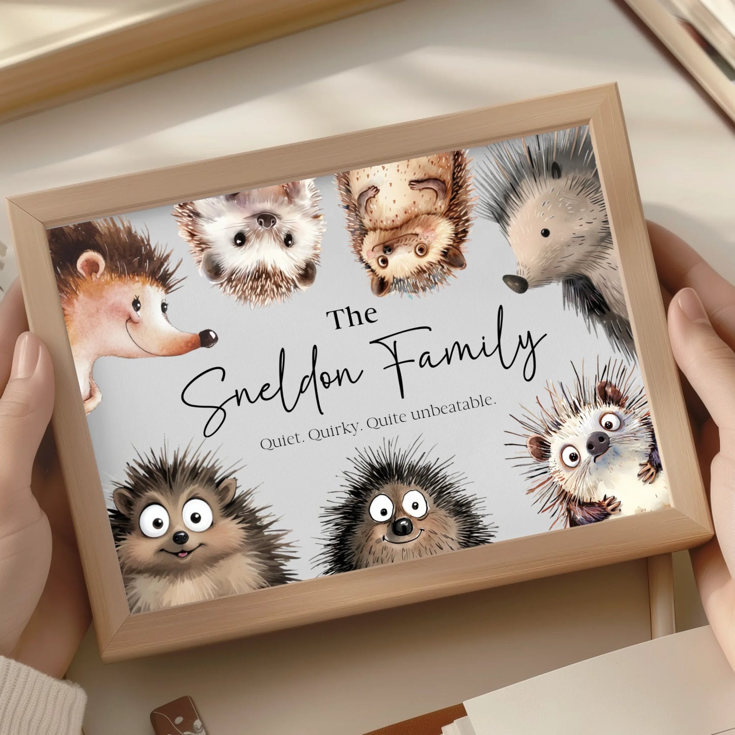 Family Hedgehog Print with Quirky Quotes