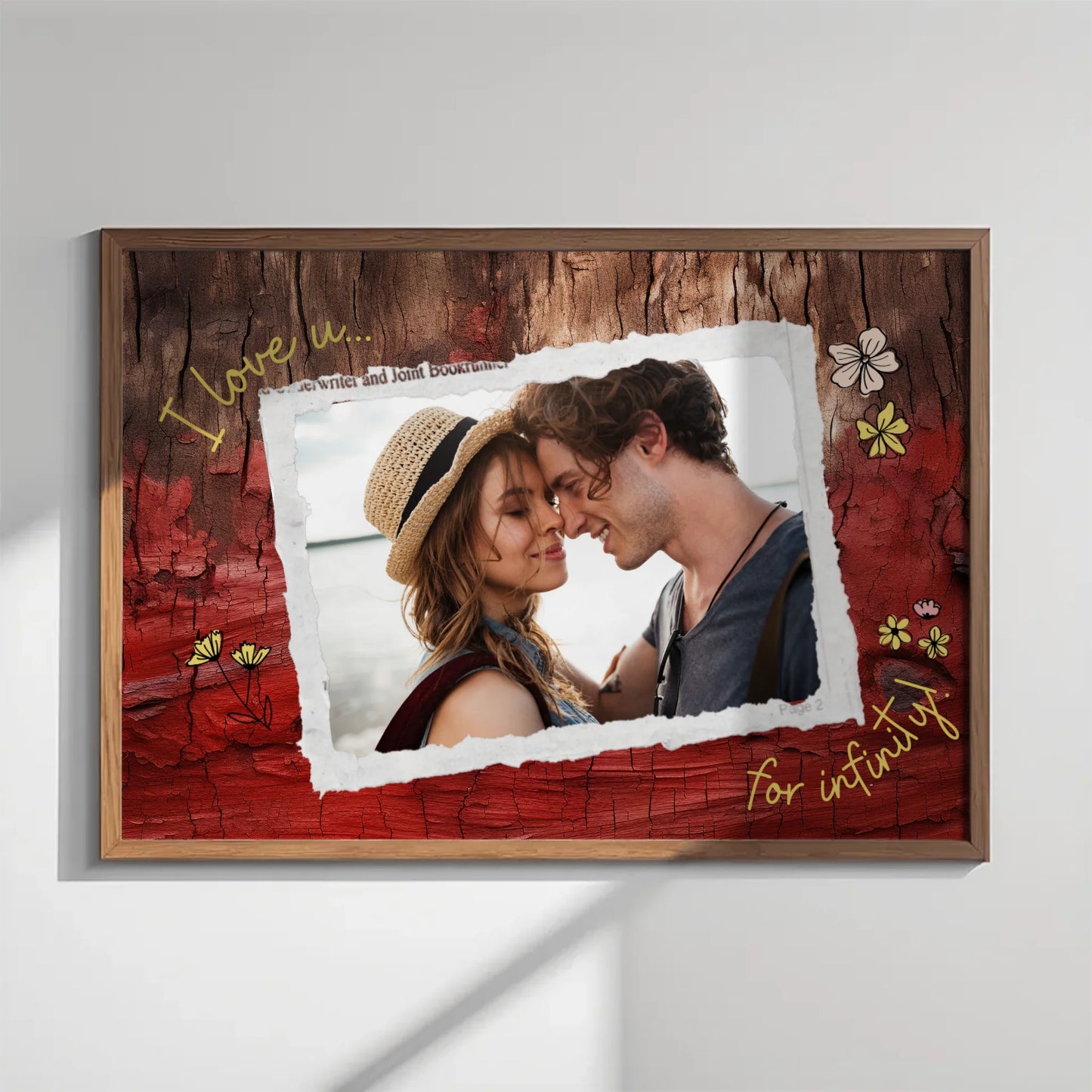 I Love You print with hearts and flowers