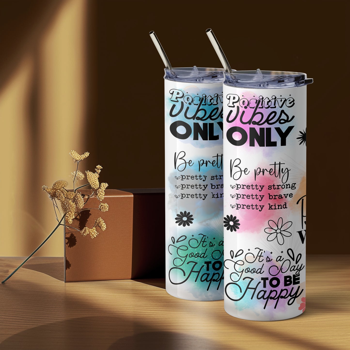 Inspirational drinks bottle with quotes for everyday mindfulness
