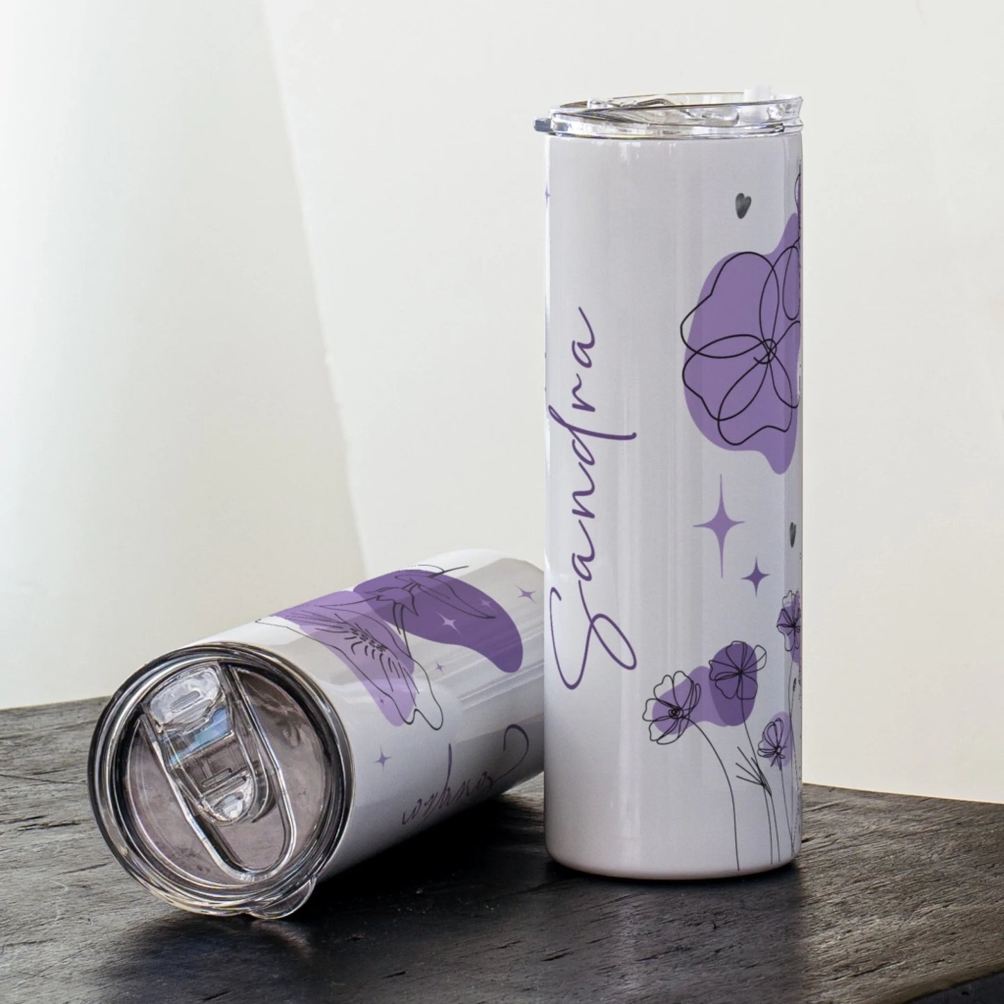 quirky art-style travel mug with name personalisation