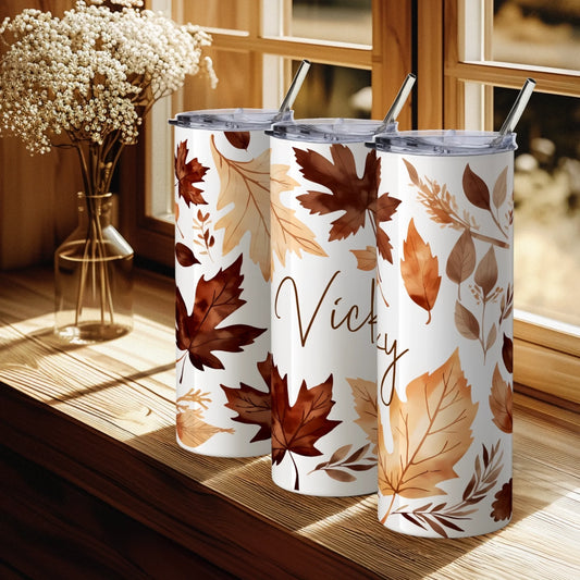 Custom name hot cold cup for autumn