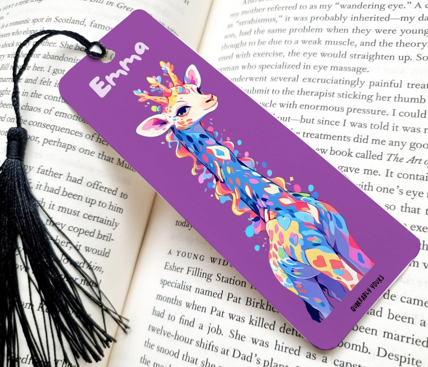 Quirky giraffe design bookmark for school gift