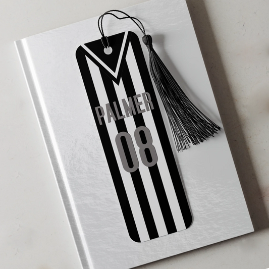 Custom aluminium football bookmark with vibrant football club colours