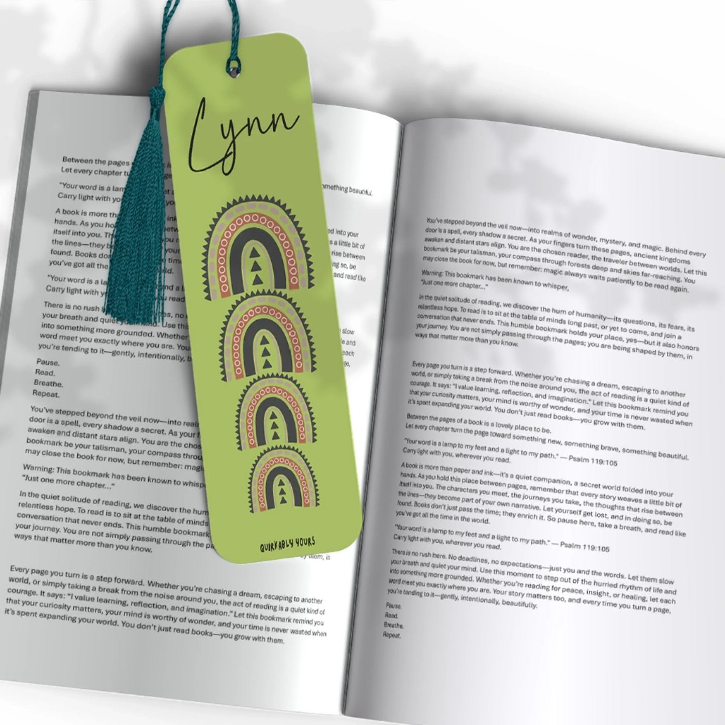 Teacher gift personalised rainbow bookmark