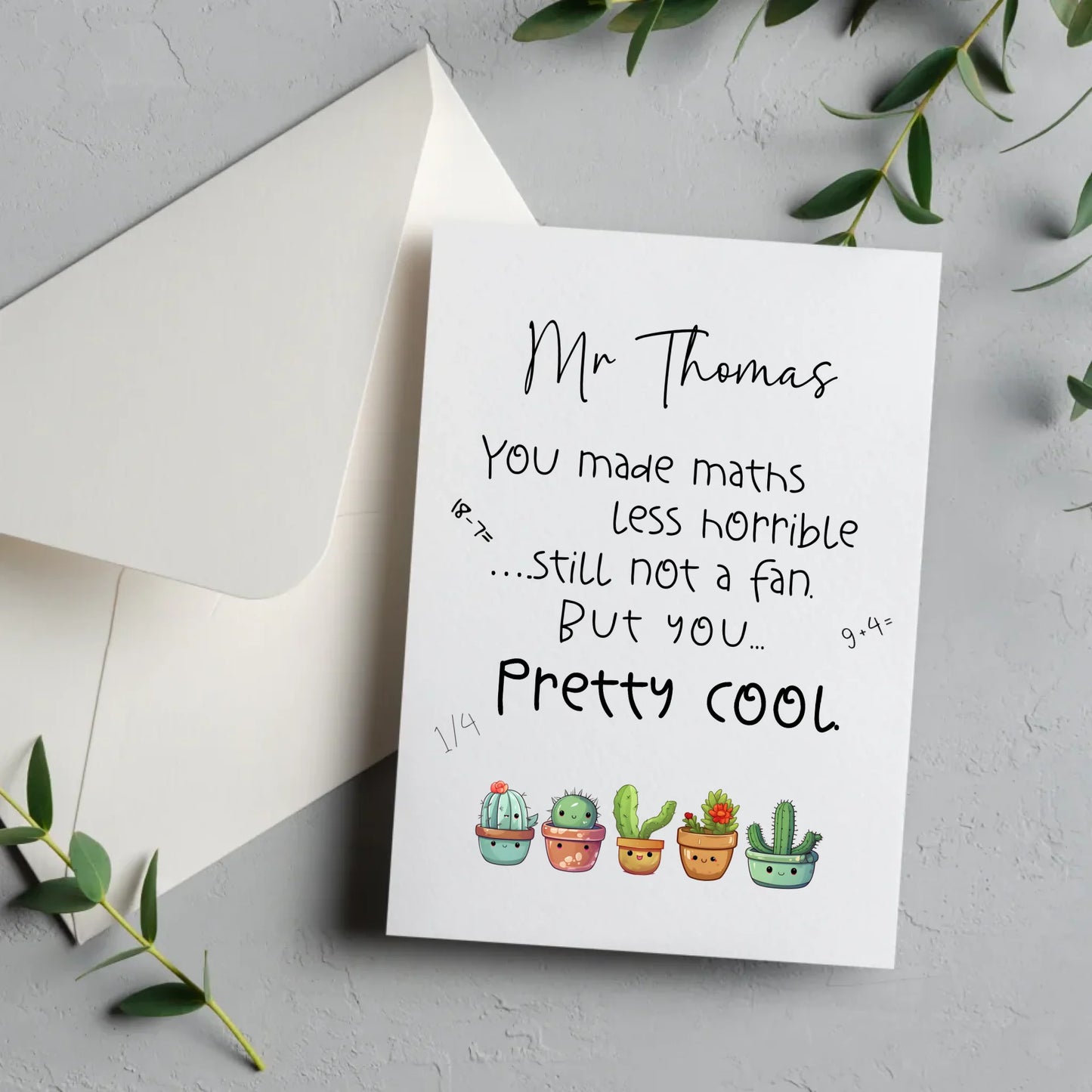 Funny maths teacher thank you card