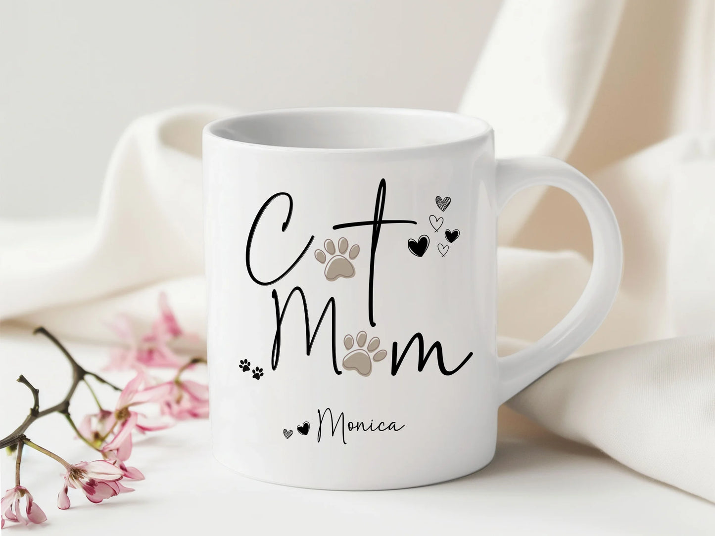 Soft beige paw print cat design