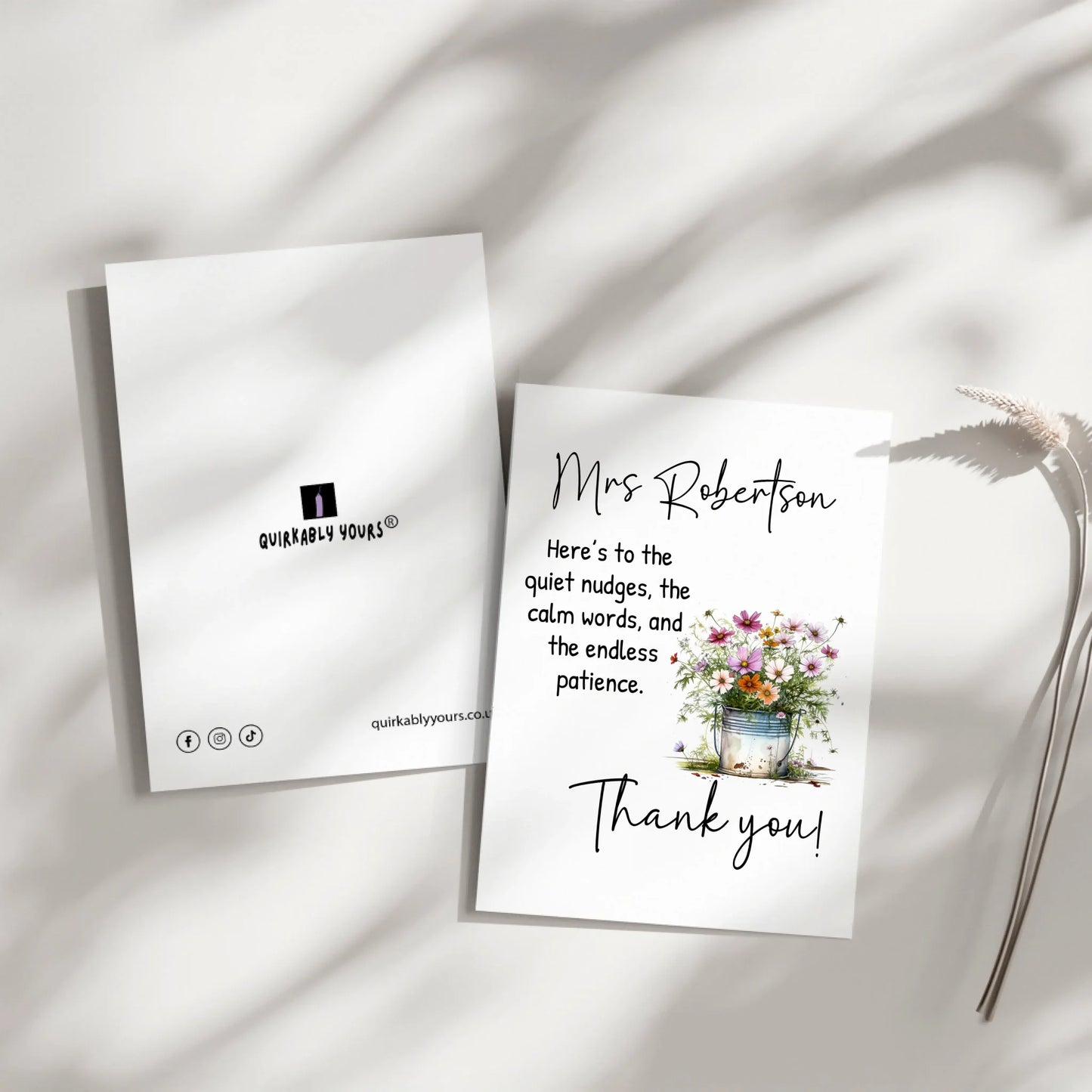 Floral teacher thank you greeting card
