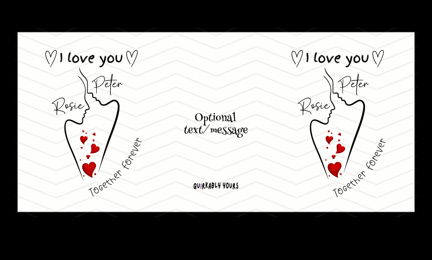 Personalised romantic mug with abstract couple design