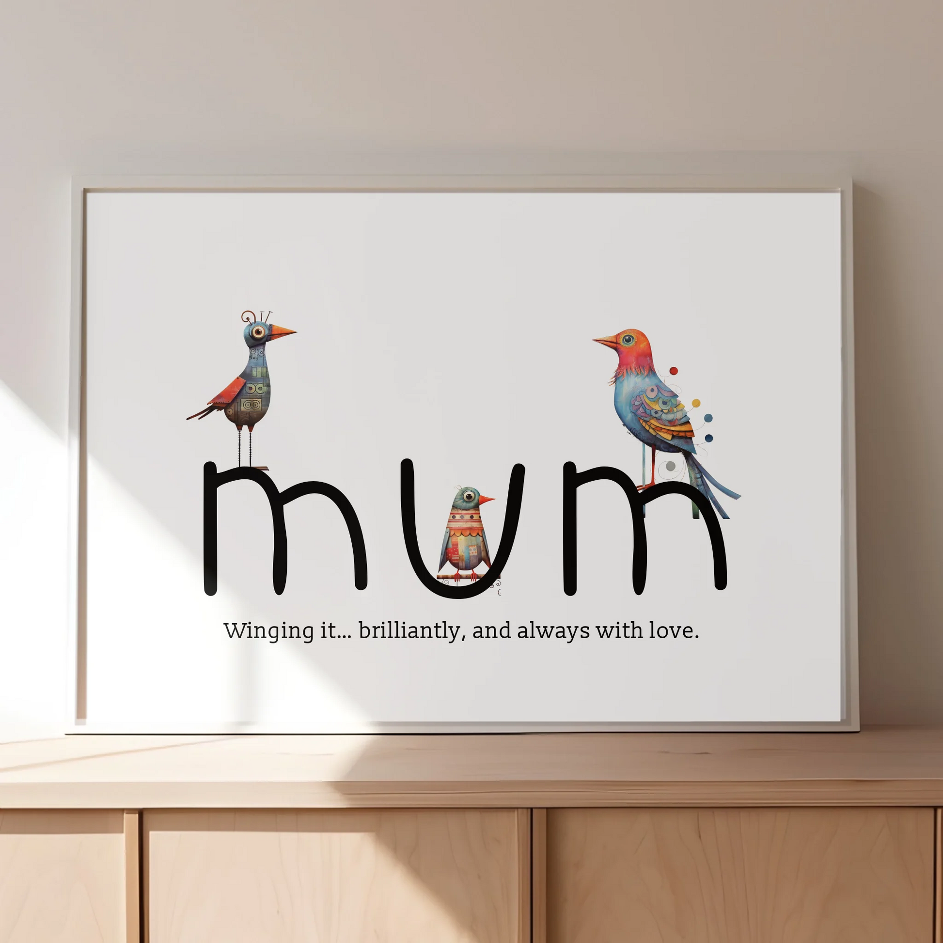 Bird print with cheeky caption