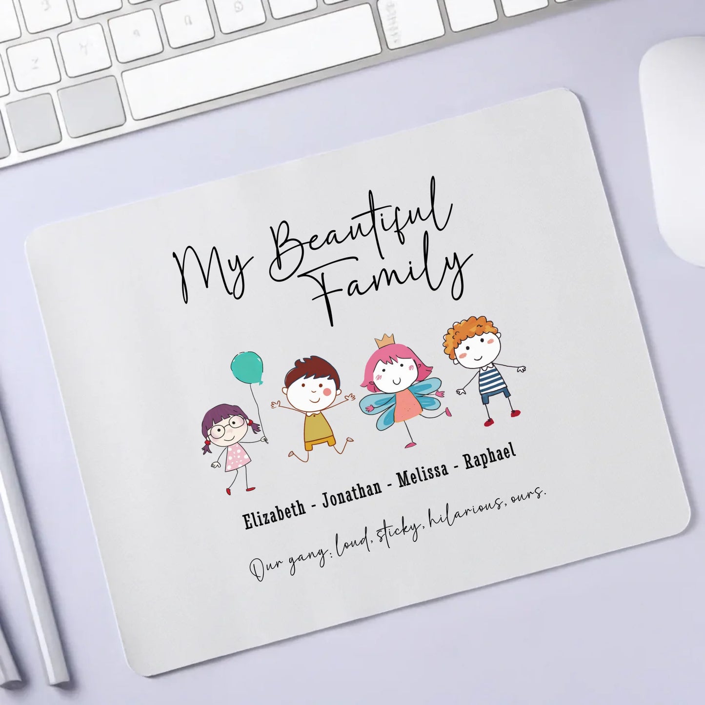 Custom stick family mouse mat