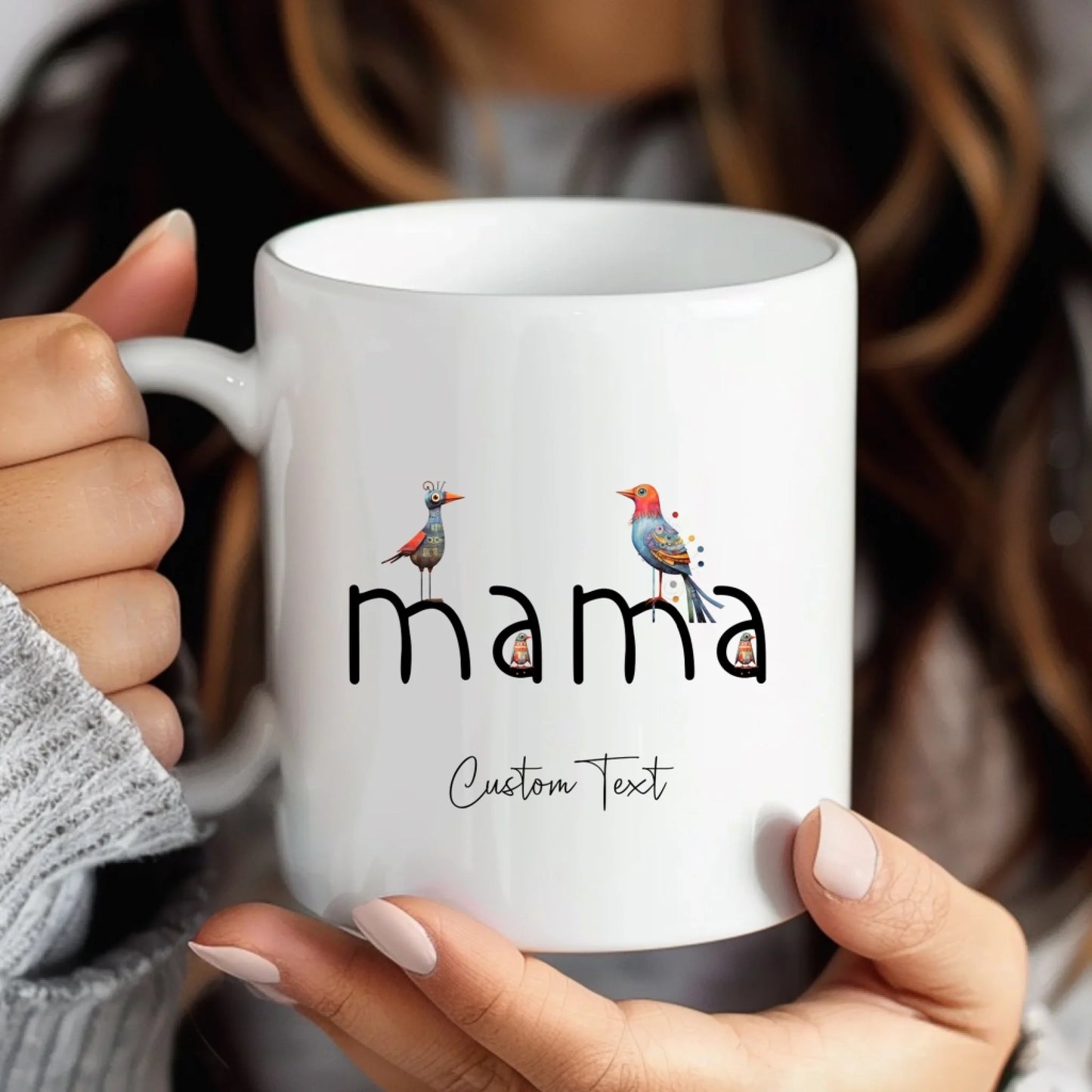 Quirky birds Bird themed custom mug for birthdays