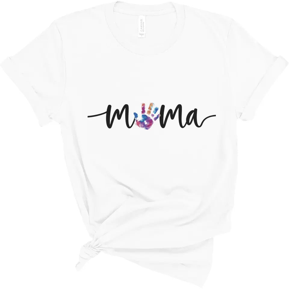 messy kids handprint tshirt for mum