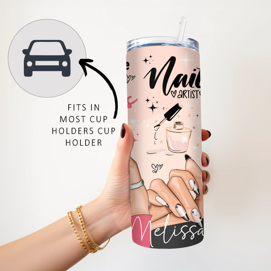 personalised nail lover travel mug with name