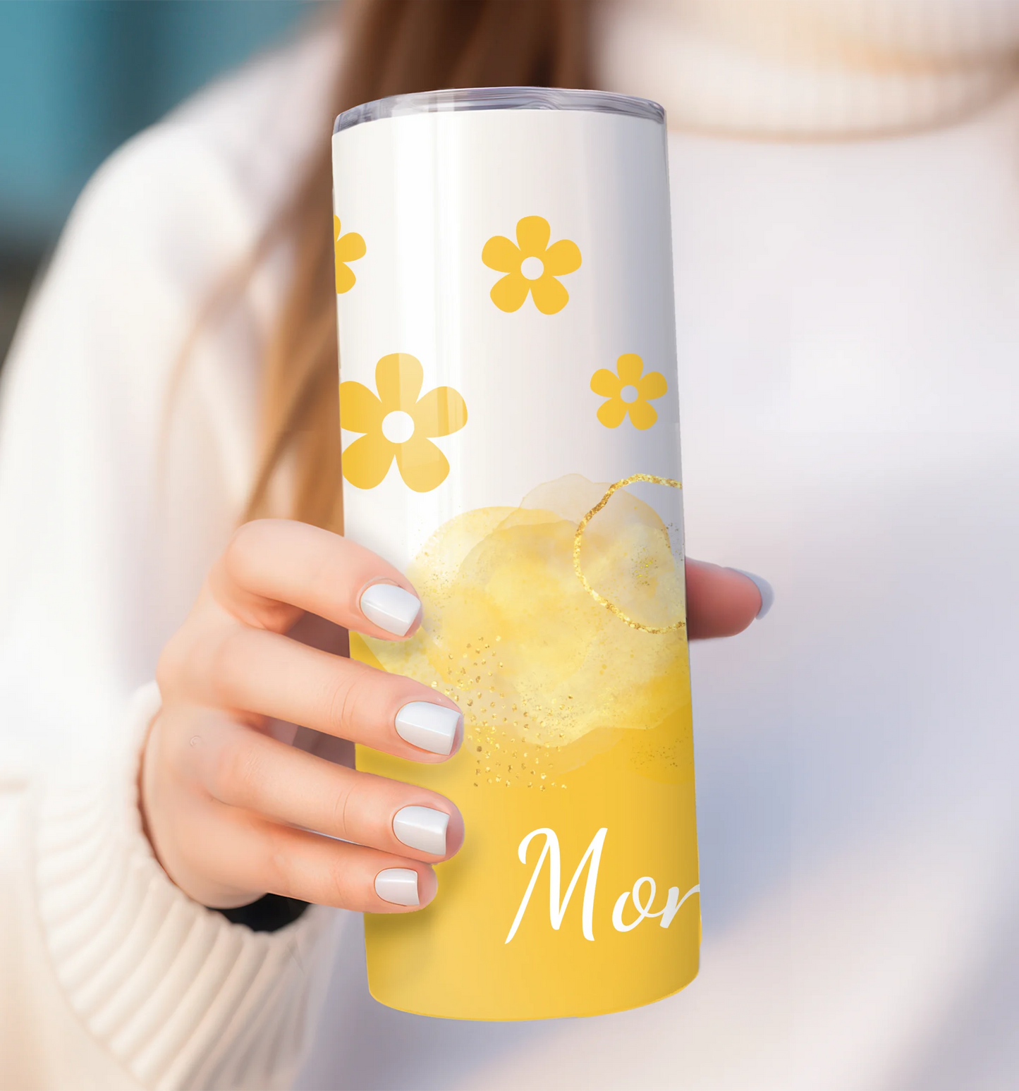 Yellow floral reusable cup