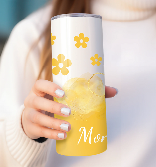 Yellow floral reusable cup