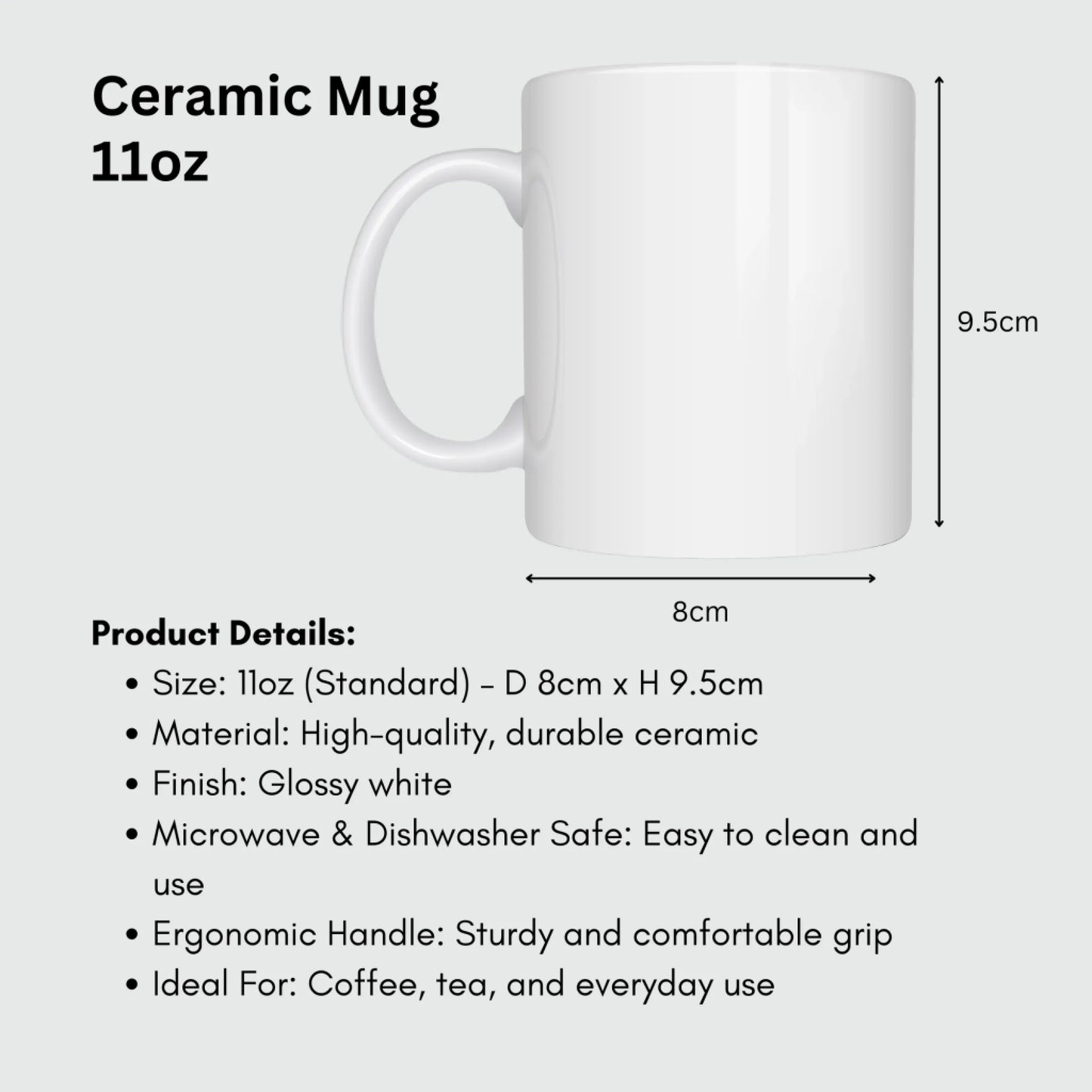 Mug 11oz Custom heart design mug for Mum or Dad