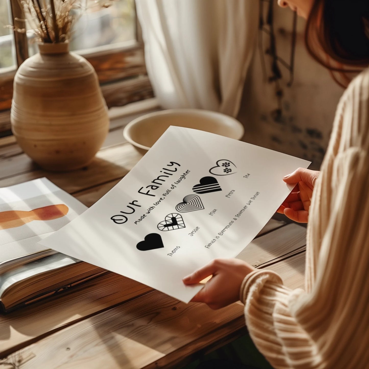 Mum family names paw prints gift