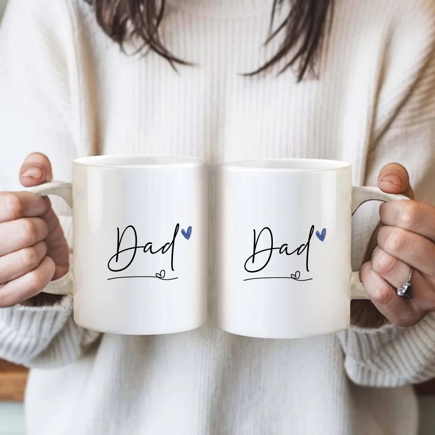 simple papa mug with blue heart
