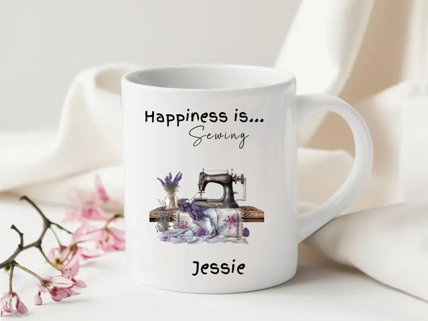 Pastel coloured sewing mug for needlecraft lovers