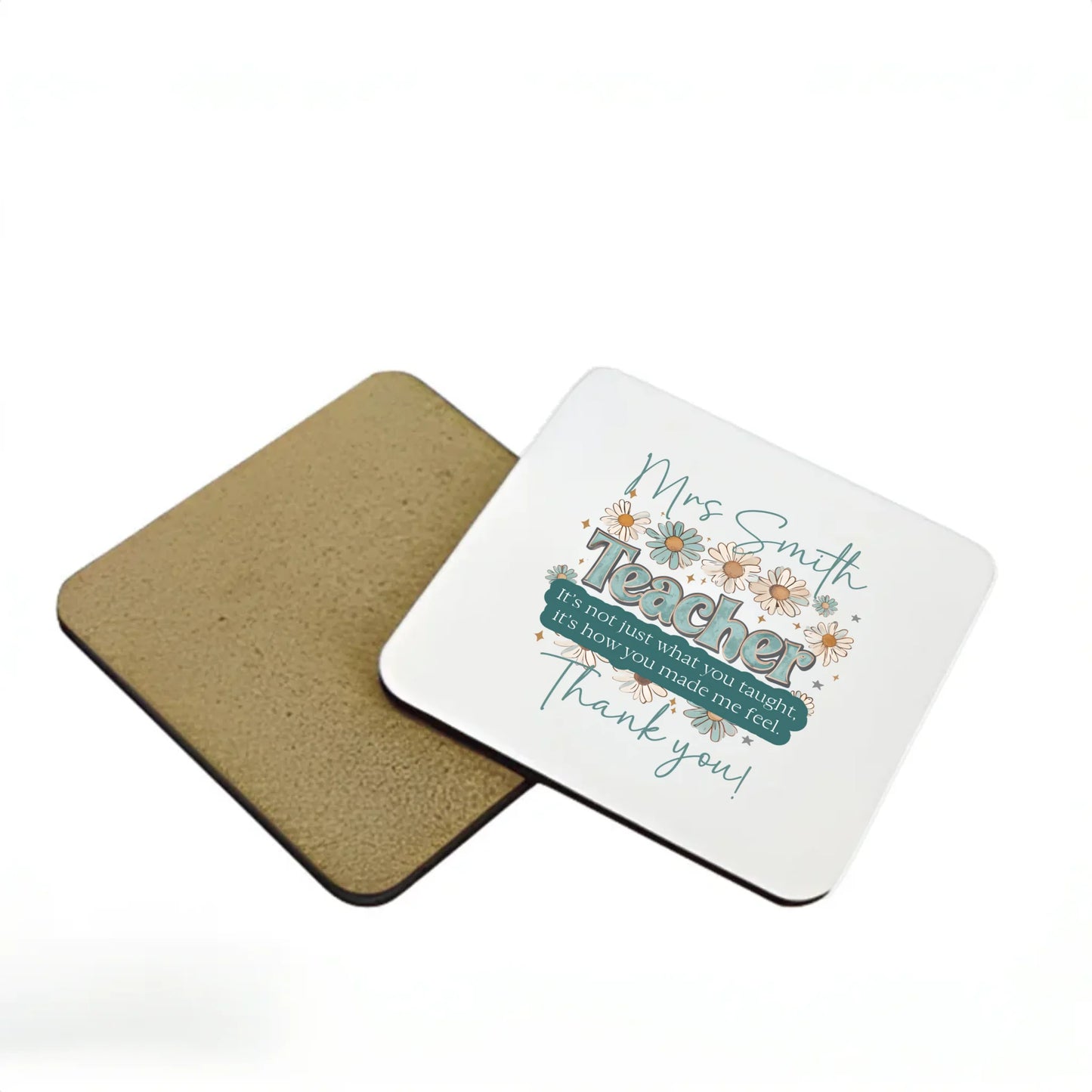 Custom pastel flower thank you teacher coaster