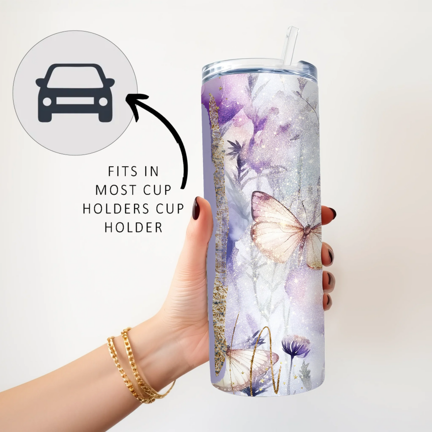 Personalised butterfly travel tumbler for teen and friend gifts