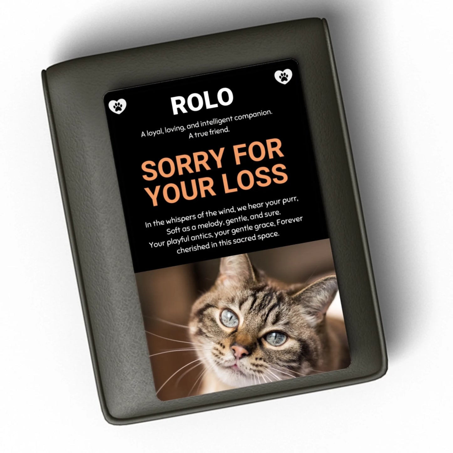 Wallet-sized cat memorial gift