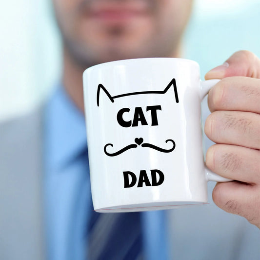 Personalised Cat Dad mug with custom moustache