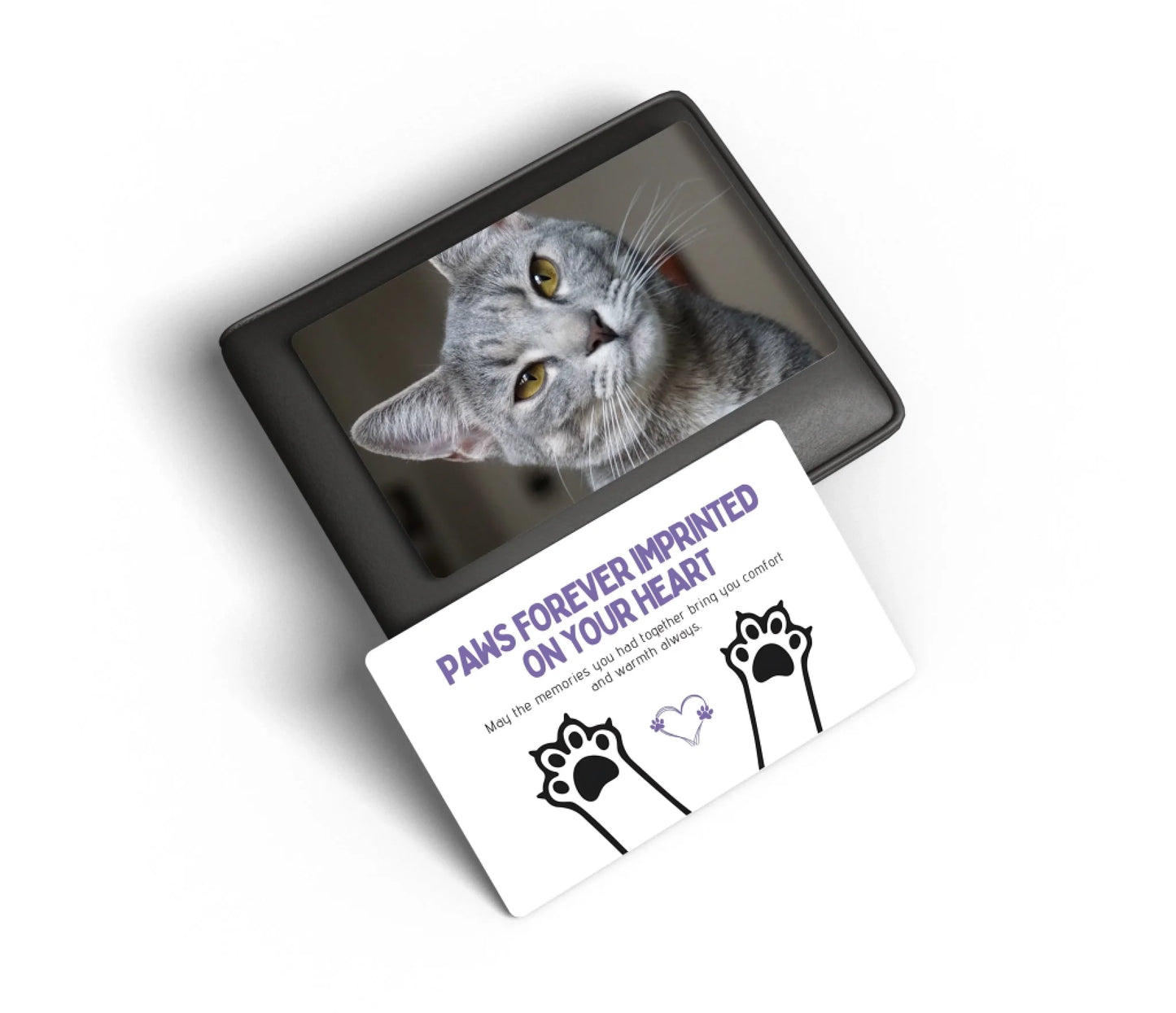Heartfelt cat loss gift wallet card with double-sided printing