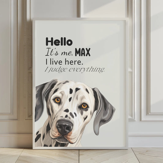 Personalised dog print with corner peeking design