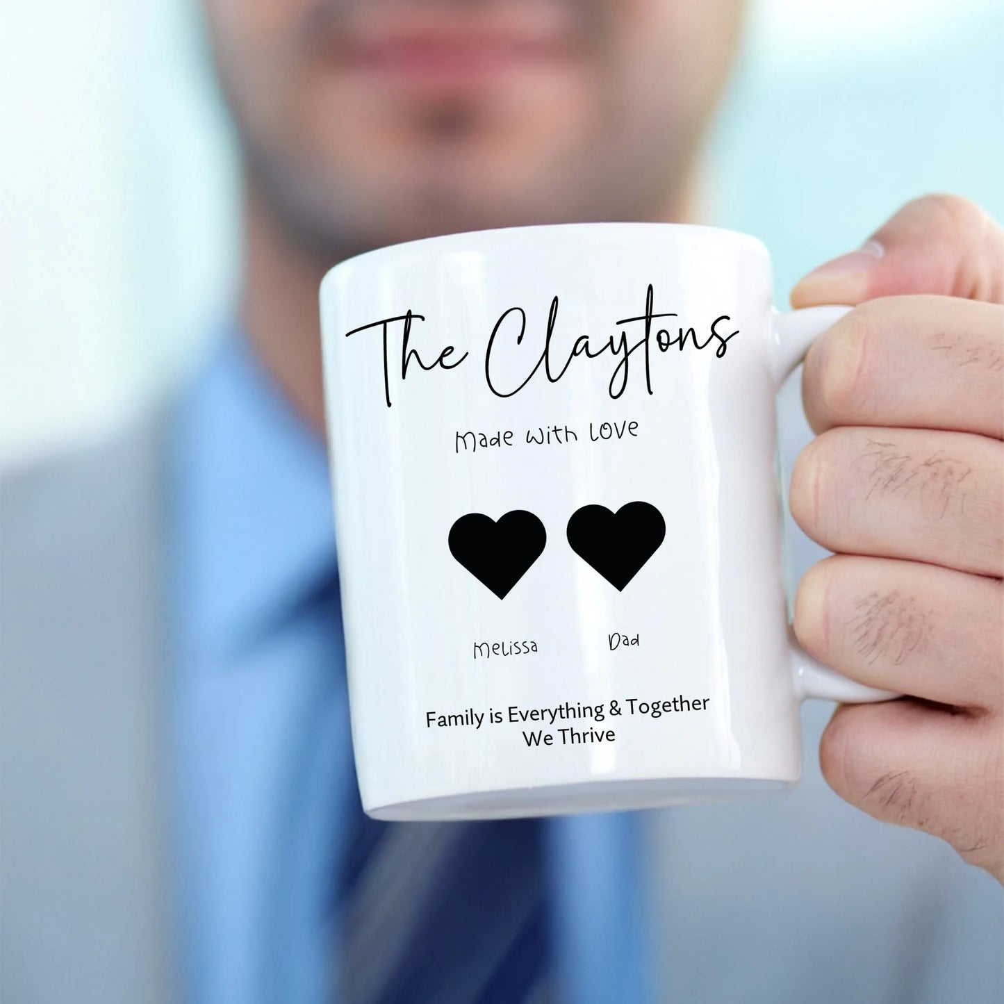Black heart family mug personalised