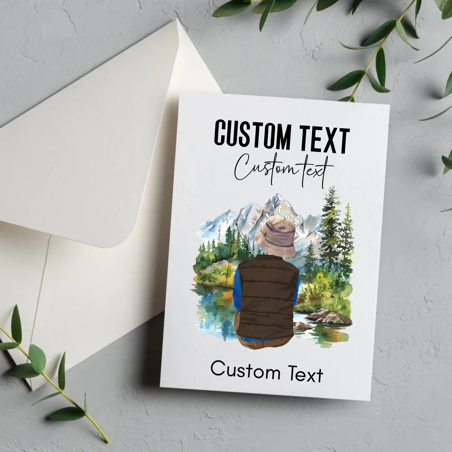 Personalised fishing greeting card for men