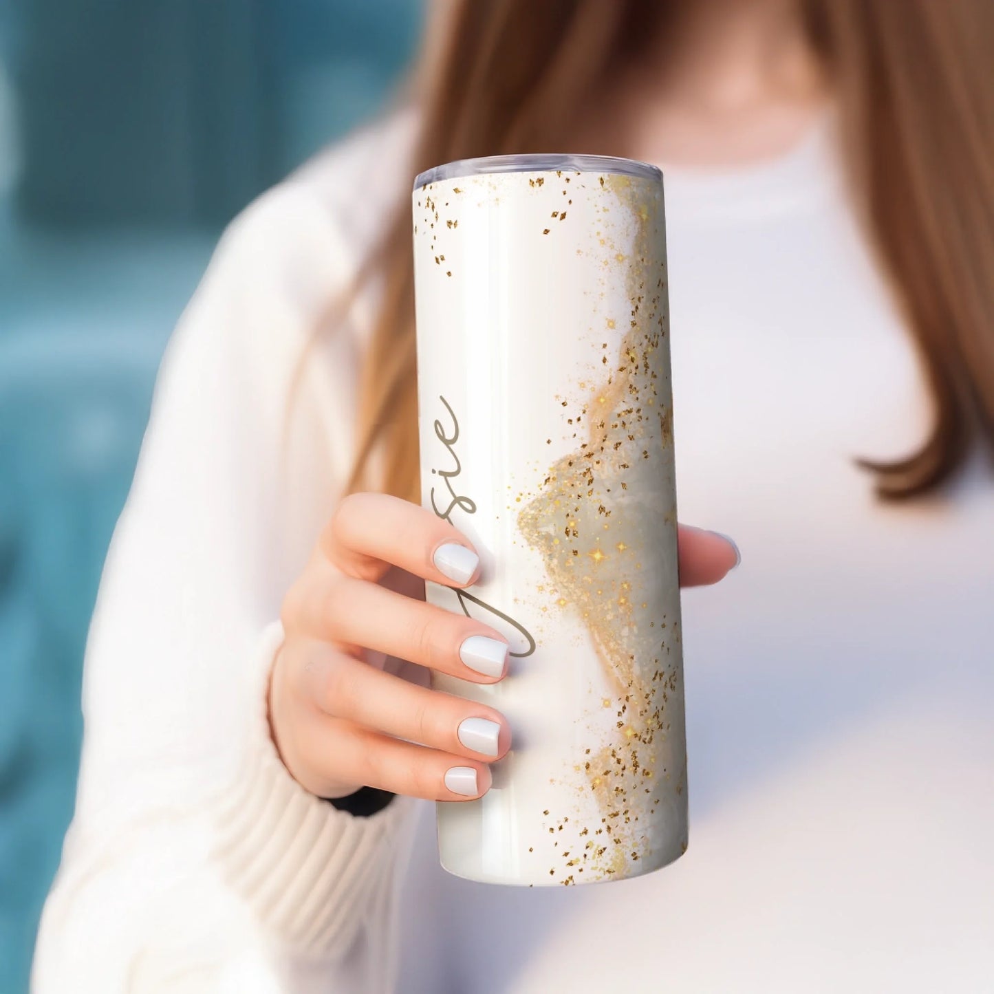 Geode pattern tumbler with custom name