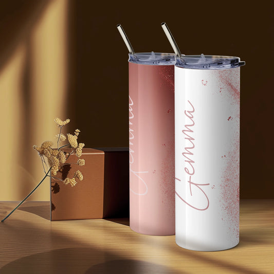 personalised glitter travel tumbler