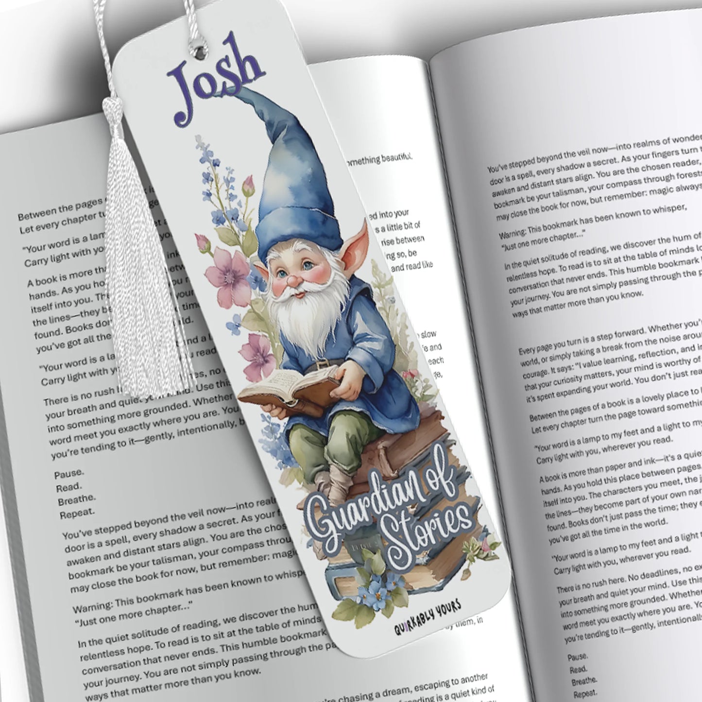 Personalised gnome bookmark with custom name – whimsical gift for book lovers and fantasy
