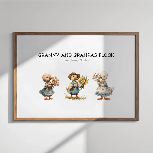 Thoughtful personalised grandma print with ducklings