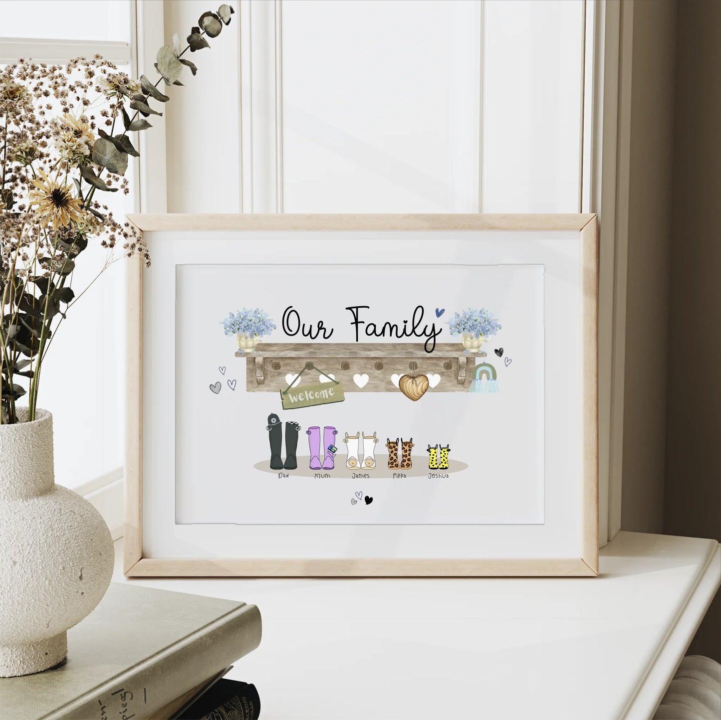 Family print with paw prints for pets