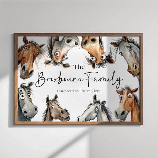 Personalised horse family print wall art