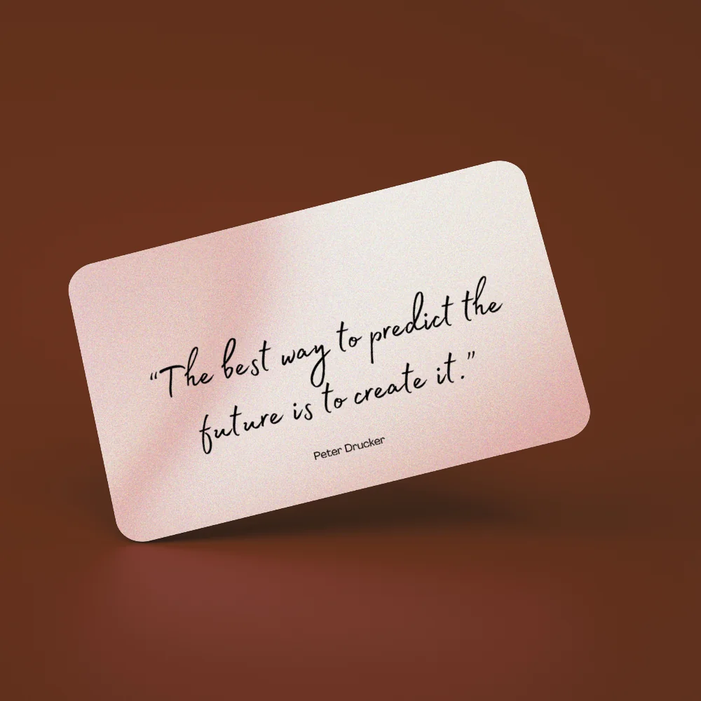 Personalised inspirational wallet card with custom quote and vibrant colours