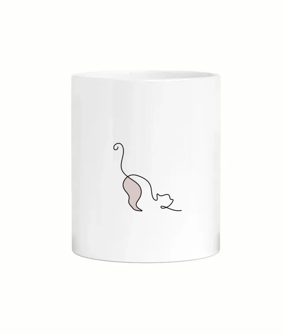 Personalised minimalist cat mug with custom text