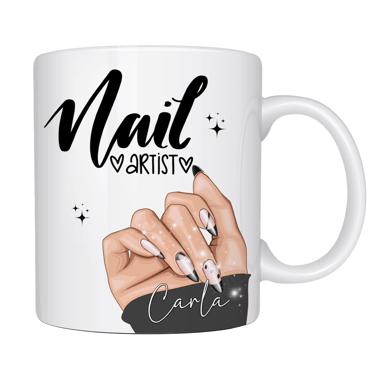 Personalised mug with nail art design