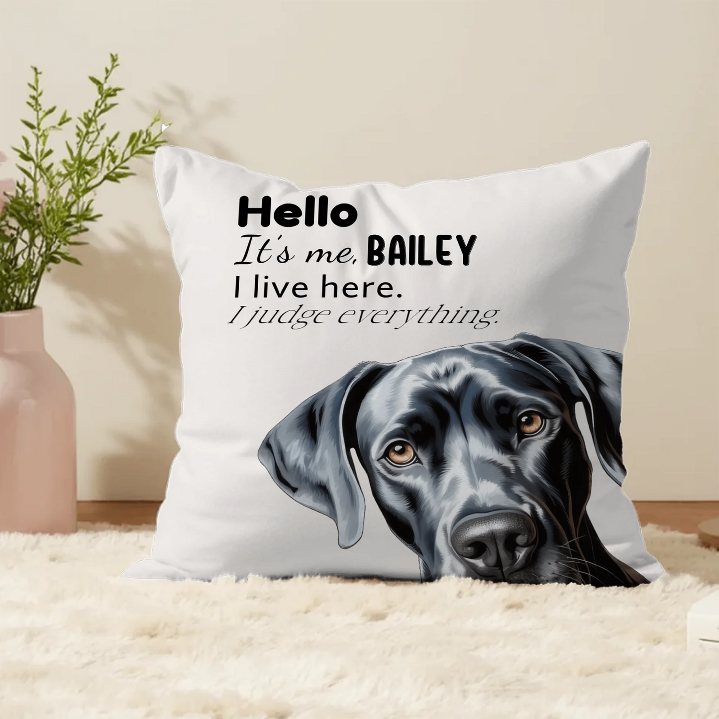 Personalised pet cushion with cat or dog design