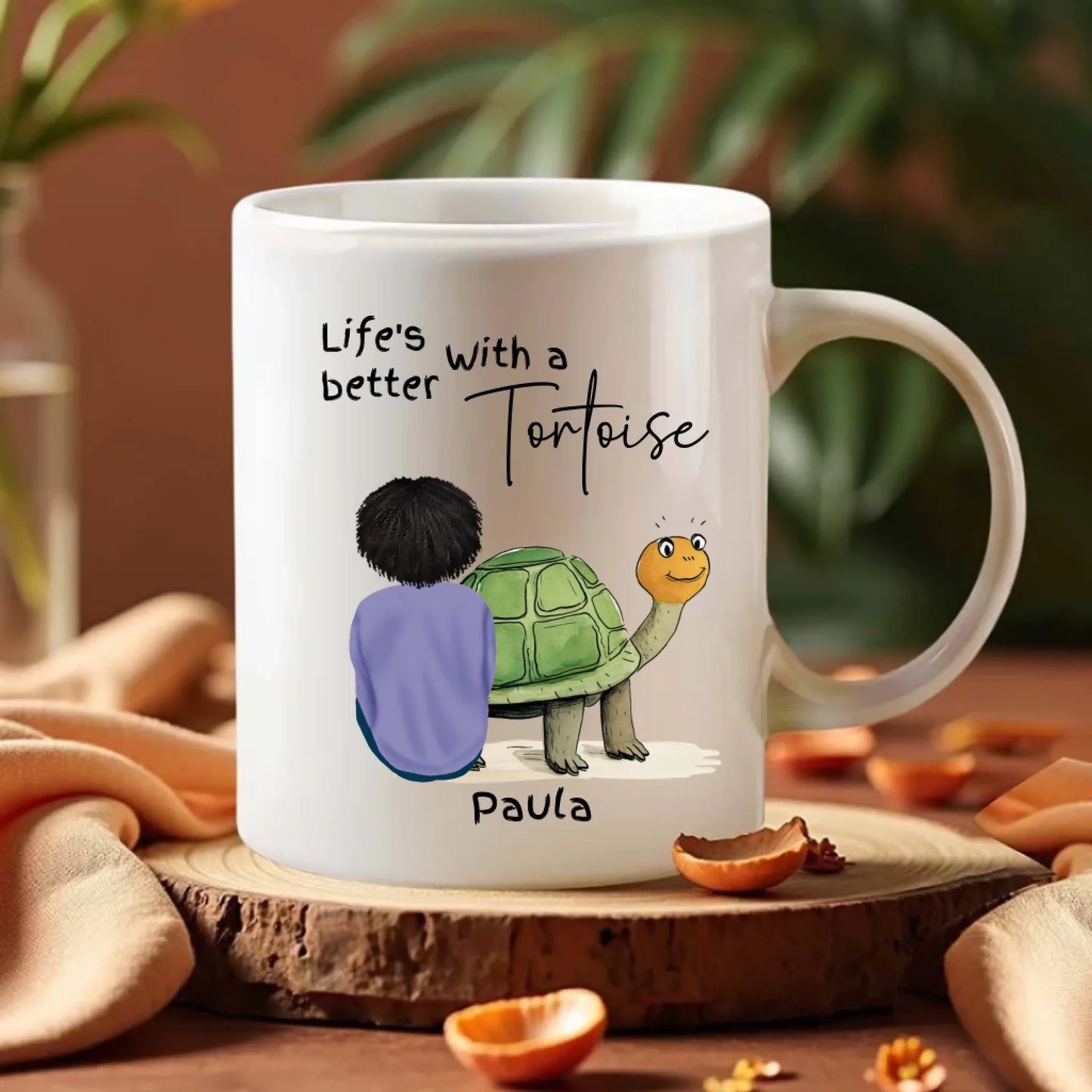 Custom tortoise gift mug for birthdays and Christmas