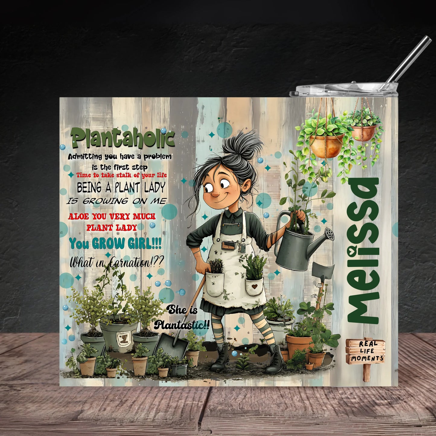 Design mockup Double-walled plant-themed cup for hot and cold drinks