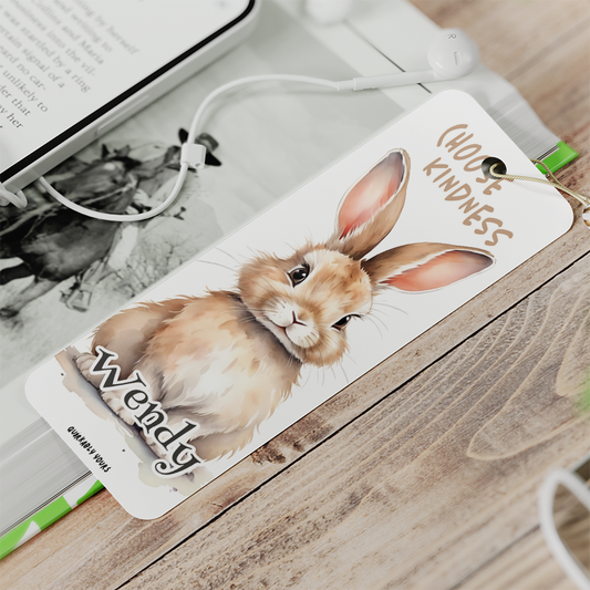cute rabbit aluminium bookmark with choose kindness quote