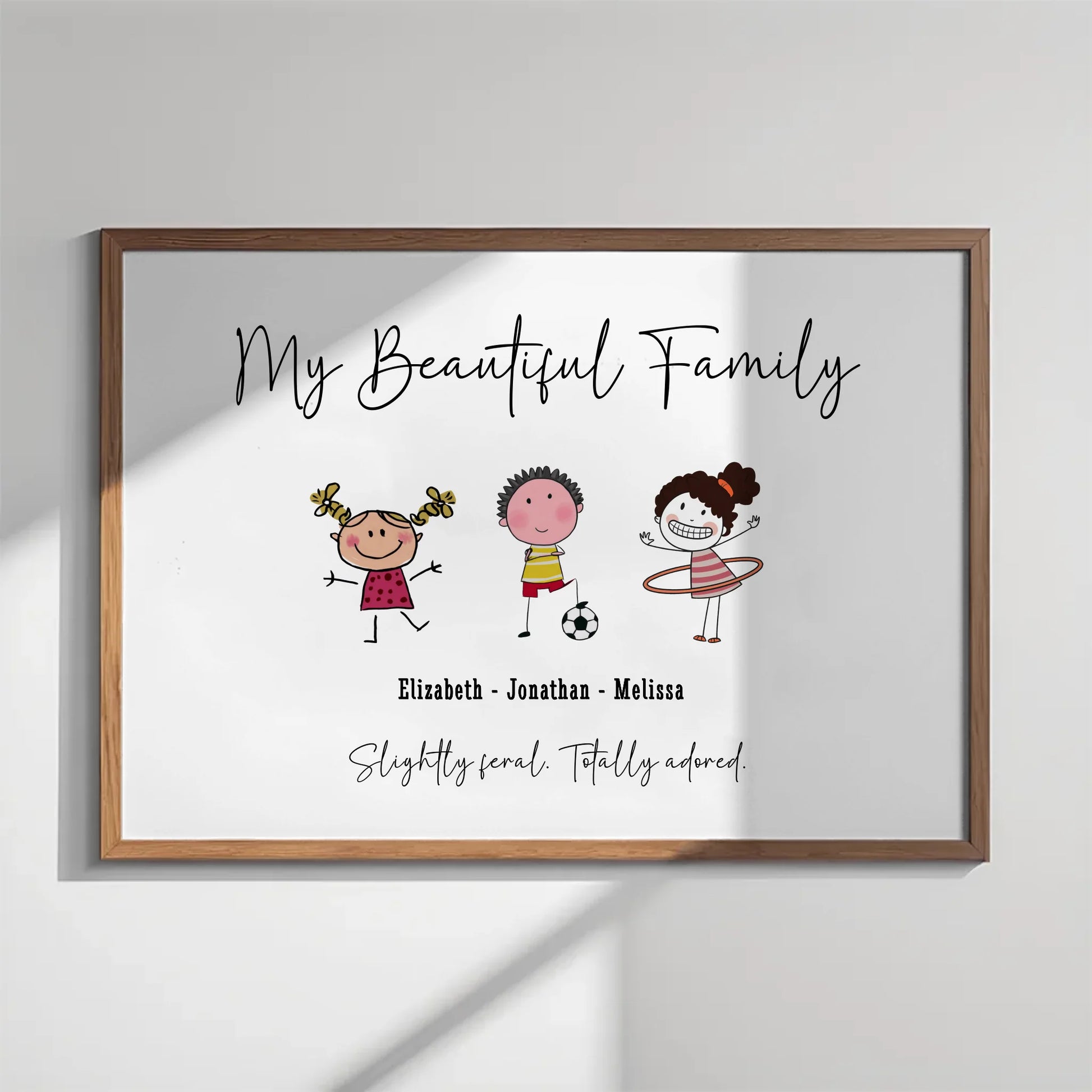 Personalised stick family print with custom names