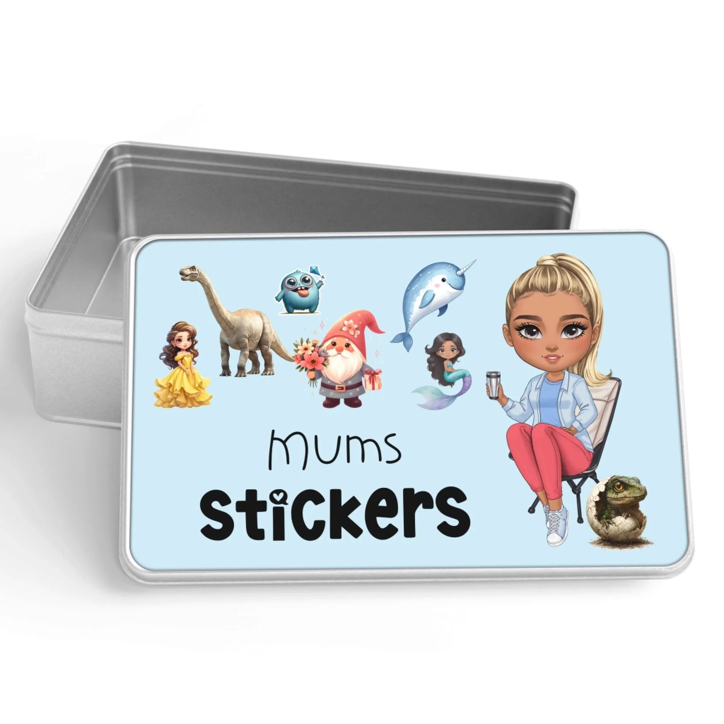 Custom metal tin for stickers and small treasures